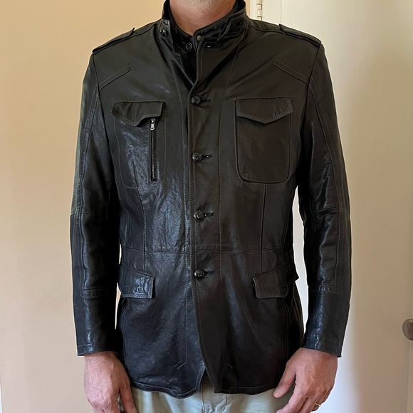 Men’s Leather Jacket Black Large Gimo’s Barcelino Italian European Style - Picture 2 of 7